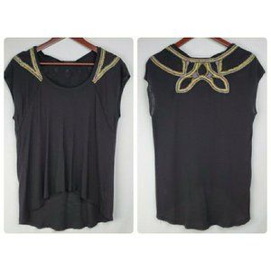 Free People Knit Top Black Yarn Embroidery Boho